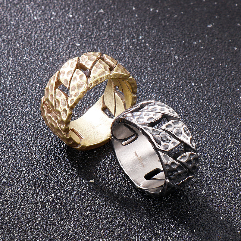 Fashion Geometric Stainless Steel Criss Cross Stripe Men's Rings display picture 7