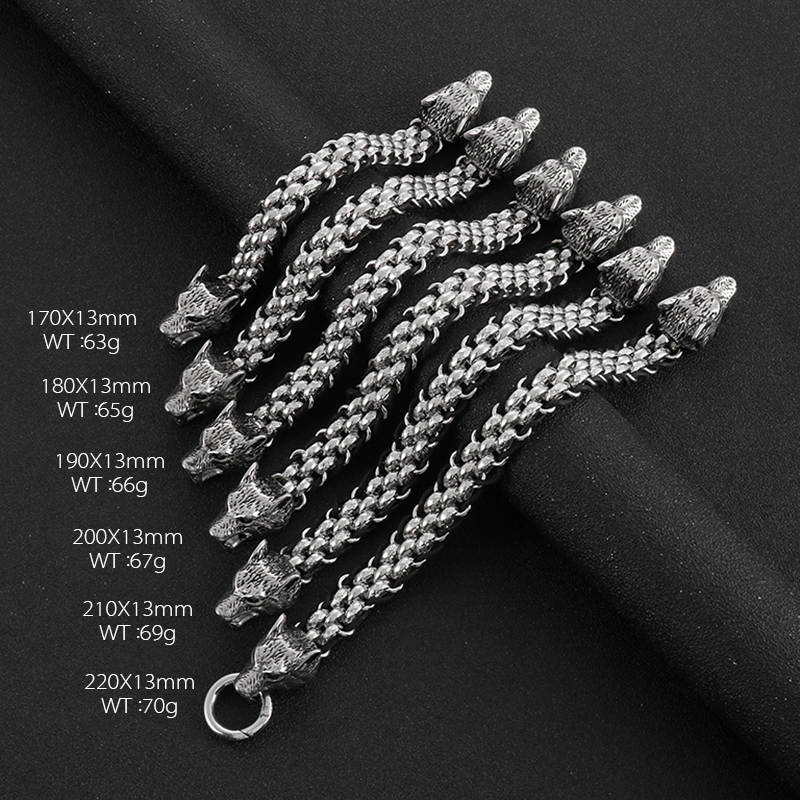 1 Piece Punk Animal Wolf Rope Titanium Steel Men's Bracelets display picture 4
