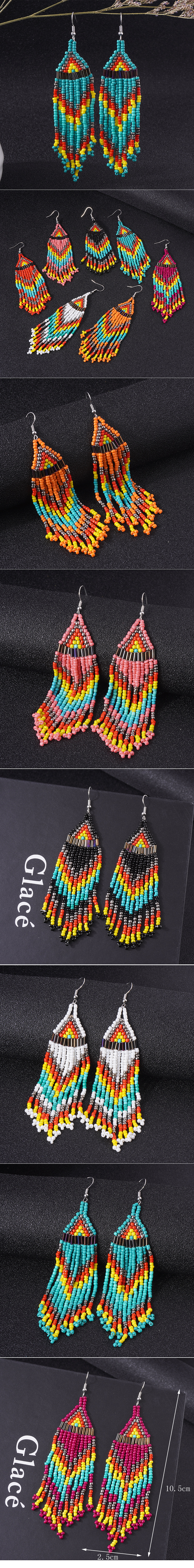 Ethnic Style Tassel Beaded Alloy Women's Drop Earrings 1 Pair display picture 1