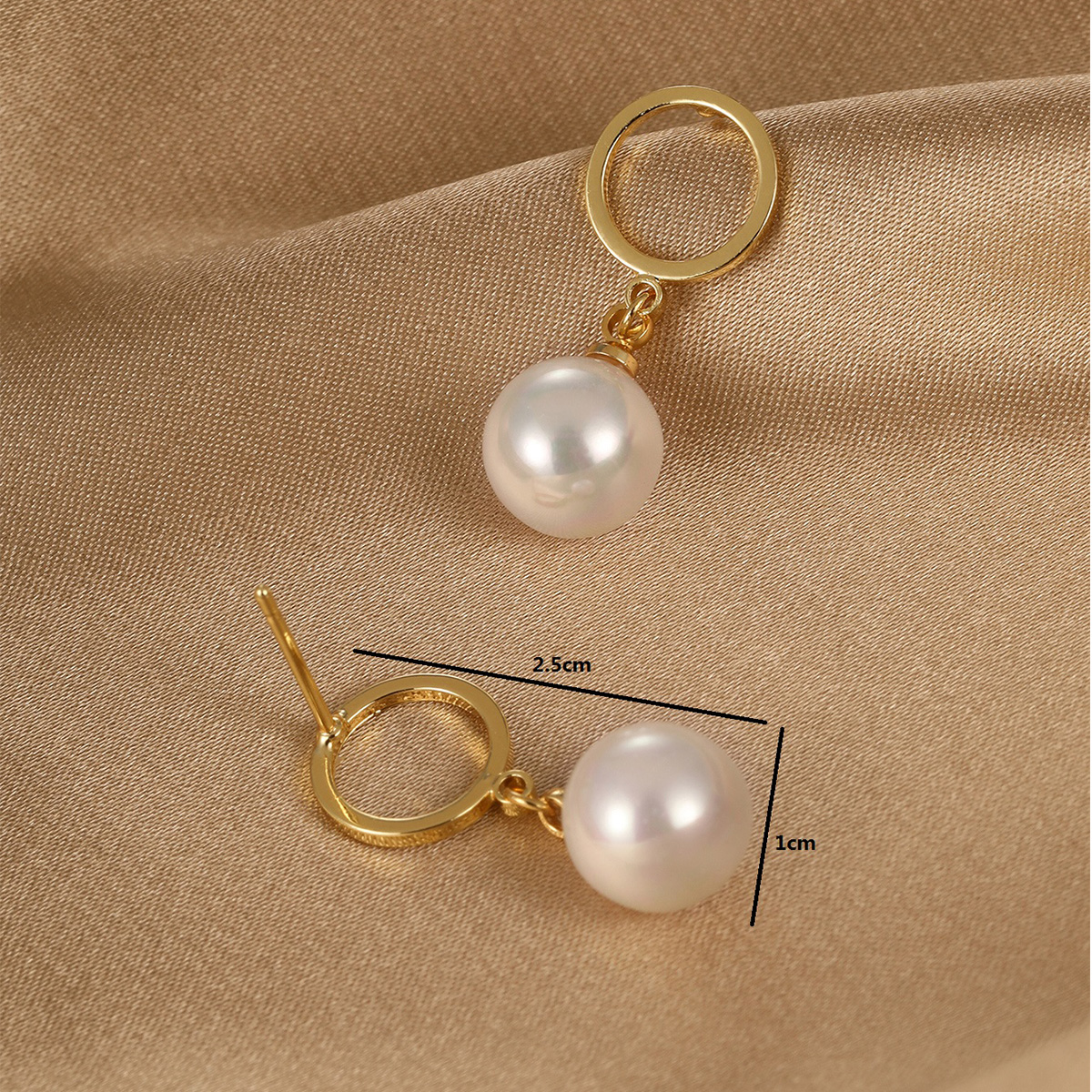 Elegant Fashion Simple Style Round Copper Gold Plated Artificial Pearls Drop Earrings 1 Pair display picture 2
