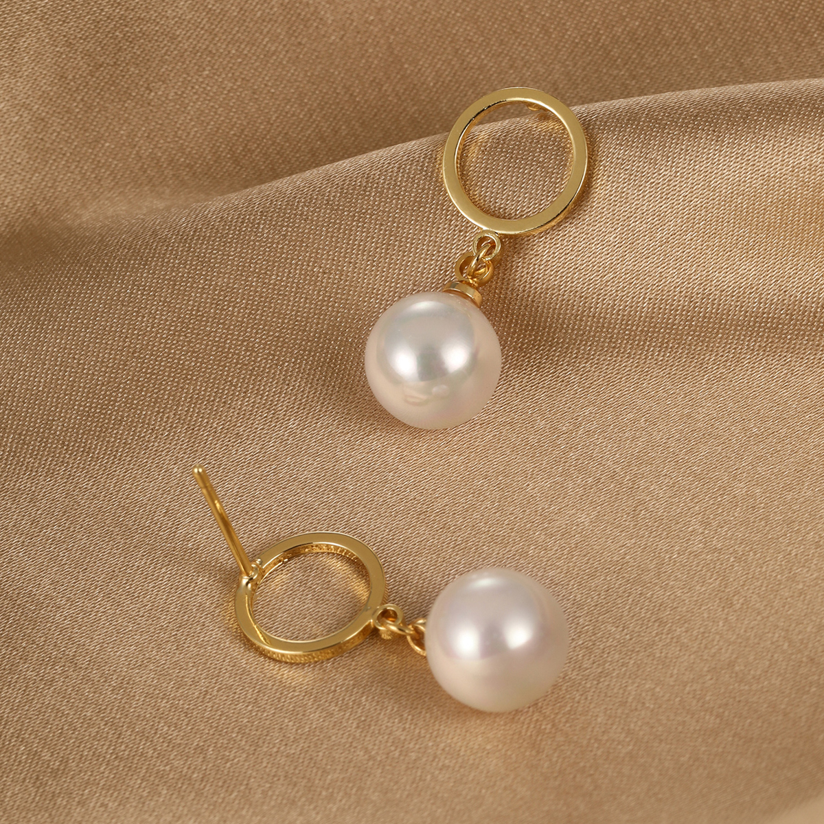 Elegant Fashion Simple Style Round Copper Gold Plated Artificial Pearls Drop Earrings 1 Pair display picture 5