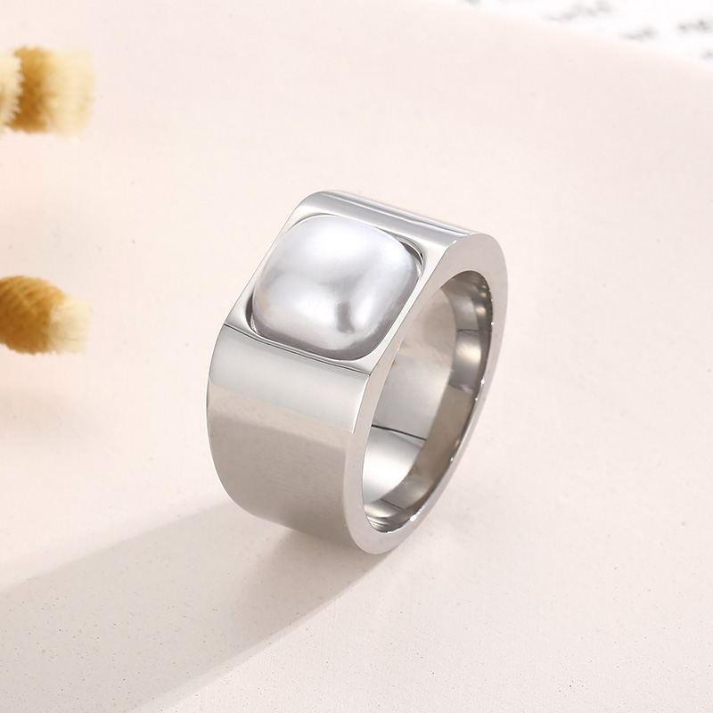 Elegant Square Stainless Steel Polishing Shell Rings 1 Piece display picture 2