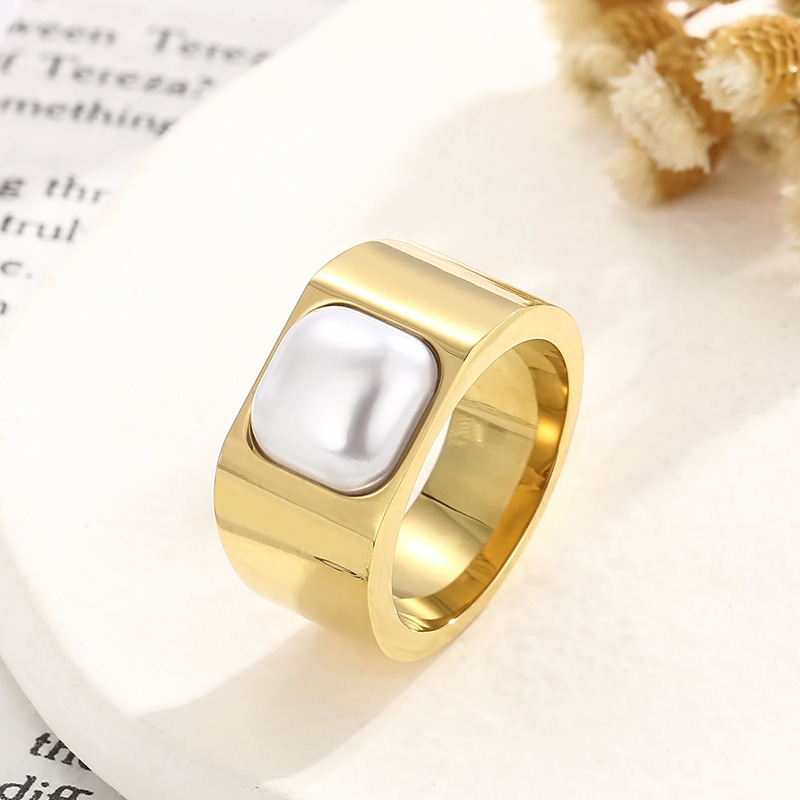 Elegant Square Stainless Steel Polishing Shell Rings 1 Piece display picture 3