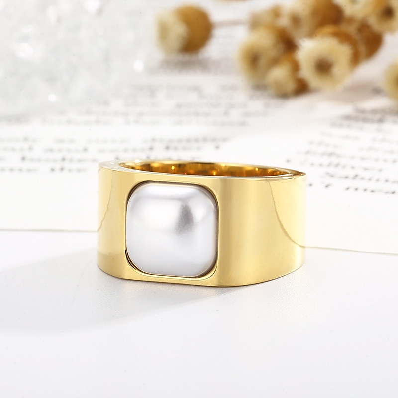 Elegant Square Stainless Steel Polishing Shell Rings 1 Piece display picture 7