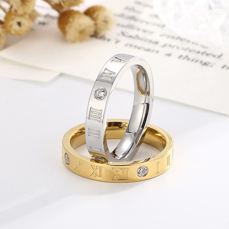 Simple Style Letter Stainless Steel Polishing Zircon Rings 1 Piece display picture 7