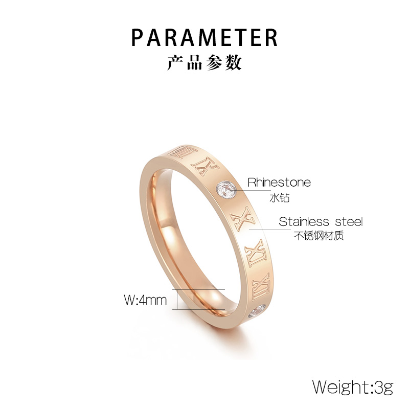 Simple Style Letter Stainless Steel Polishing Zircon Rings 1 Piece display picture 2