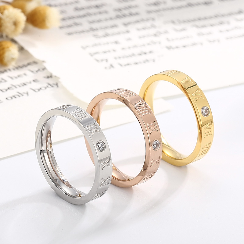 Simple Style Letter Stainless Steel Polishing Zircon Rings 1 Piece display picture 11