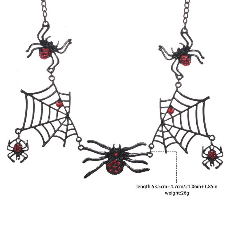 Gothic Spider Spider Web Alloy Inlay Rhinestones Men's Necklace 1 Piece display picture 1