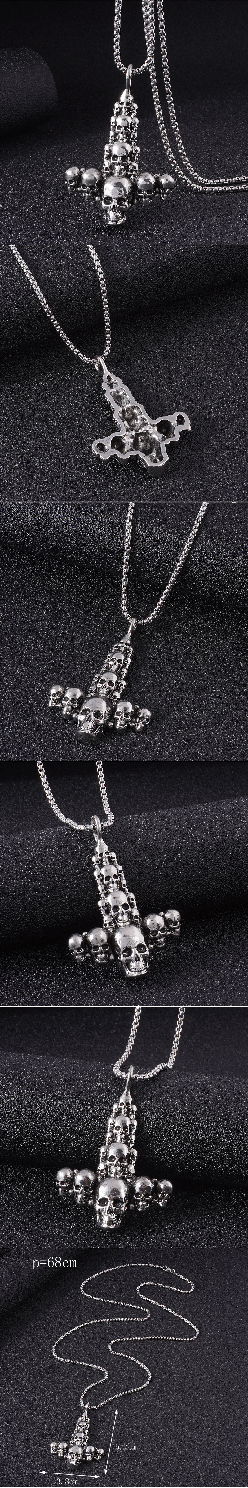 Retro Cross Skull Alloy Men's Pendant Necklace 1 Piece display picture 1
