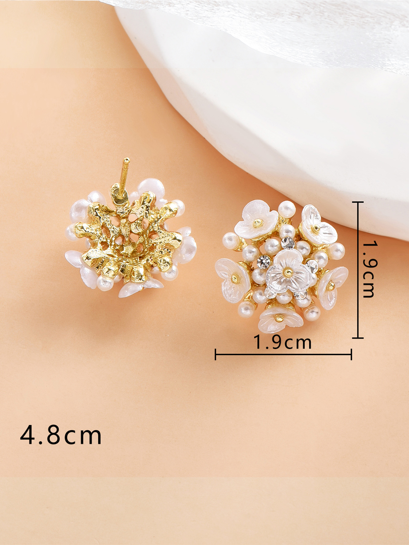 Sweet Flower Imitation Pearl Alloy Inlay Rhinestones Women's Ear Studs 1 Pair display picture 5
