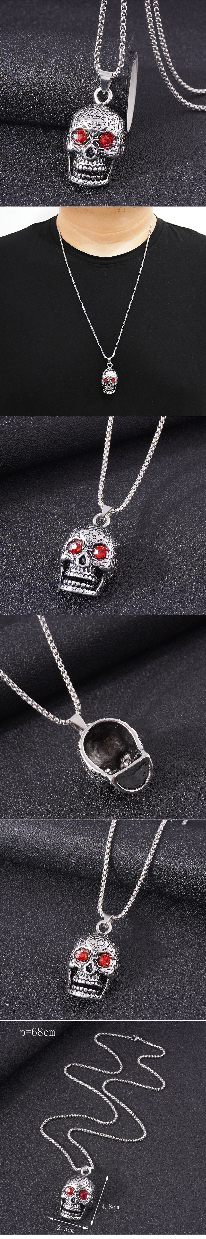 Retro Skull Alloy Inlay Rhinestones Men's Pendant Necklace 1 Piece display picture 1
