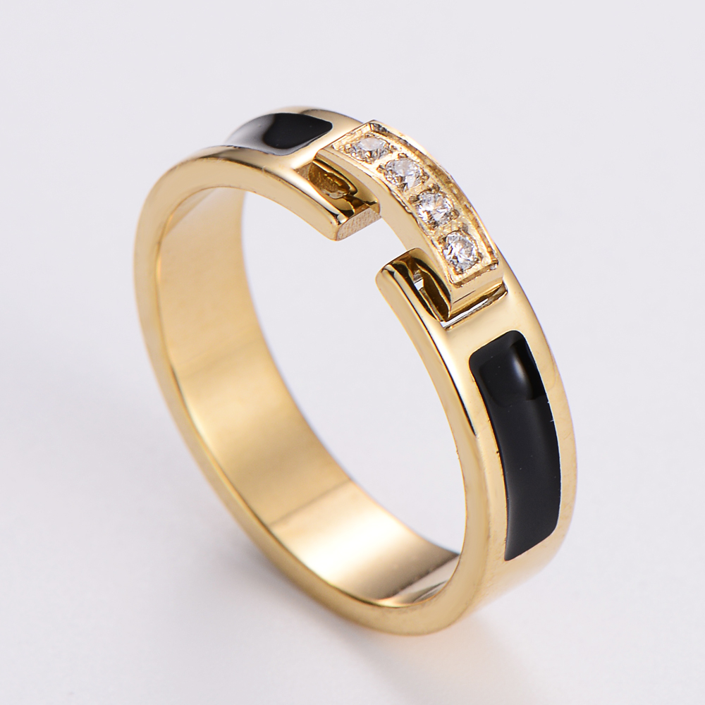 Fashion Geometric Stainless Steel Gold Plated Rhinestones Rings 1 Piece display picture 5