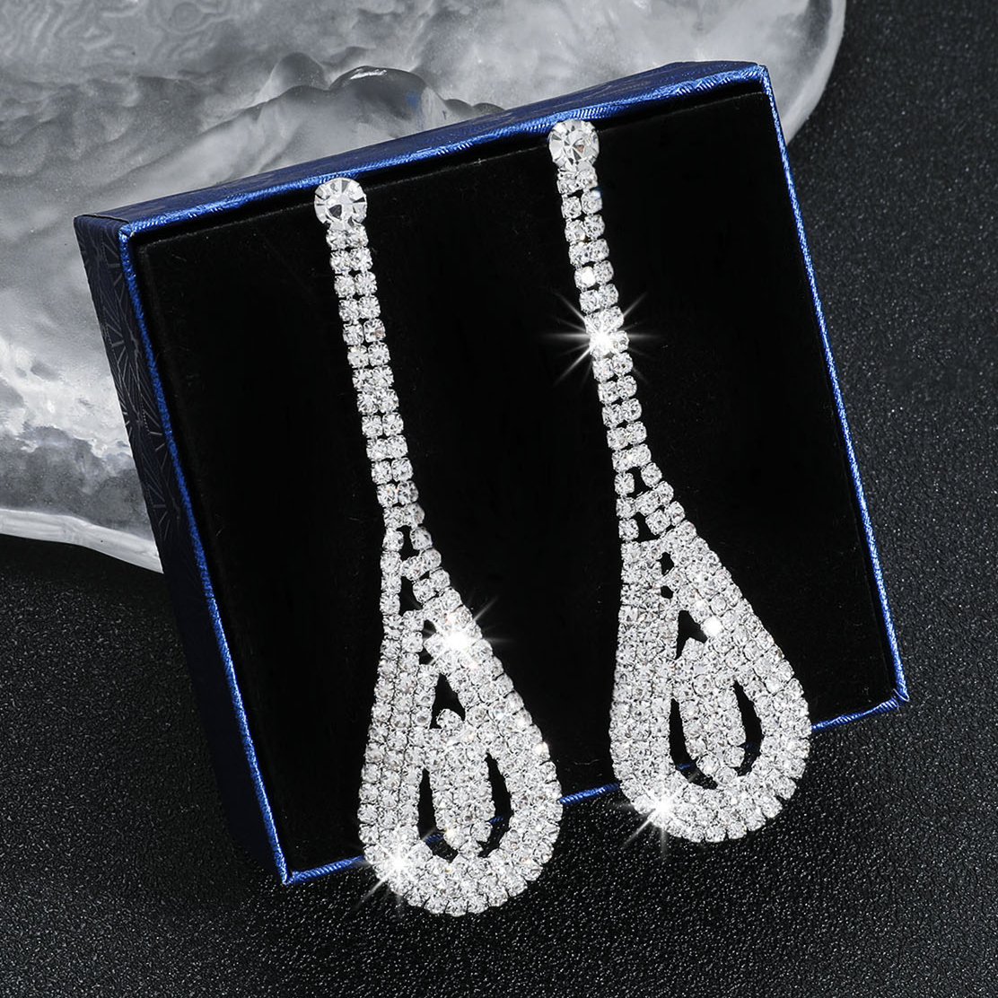 Glam Geometric Rhinestone Tassel Drop Earrings 1 Pair display picture 4