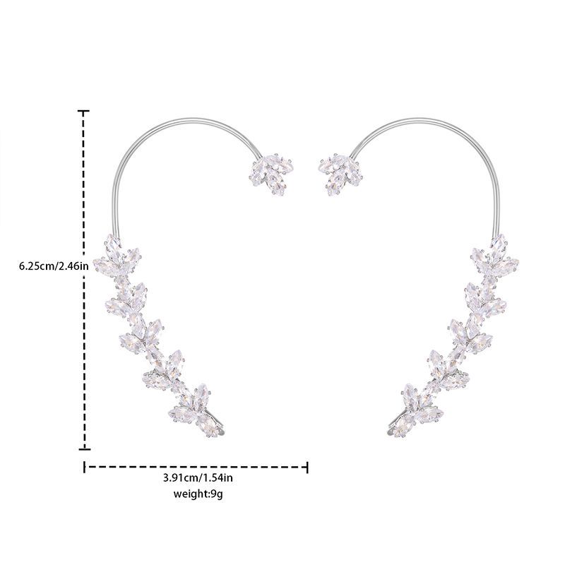 1 Piece Fashion Leaves Alloy Inlay Rhinestones Women's Ear Clips display picture 1