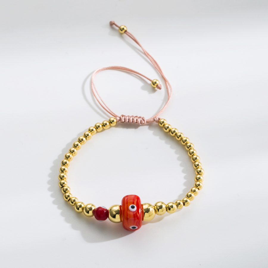 Retro Devil's Eye Rope Copper 18k Gold Plated Pearl Bracelets In Bulk display picture 2