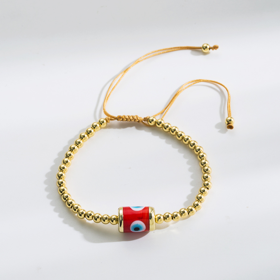 Retro Devil's Eye Rope Copper 18k Gold Plated Pearl Bracelets In Bulk display picture 5