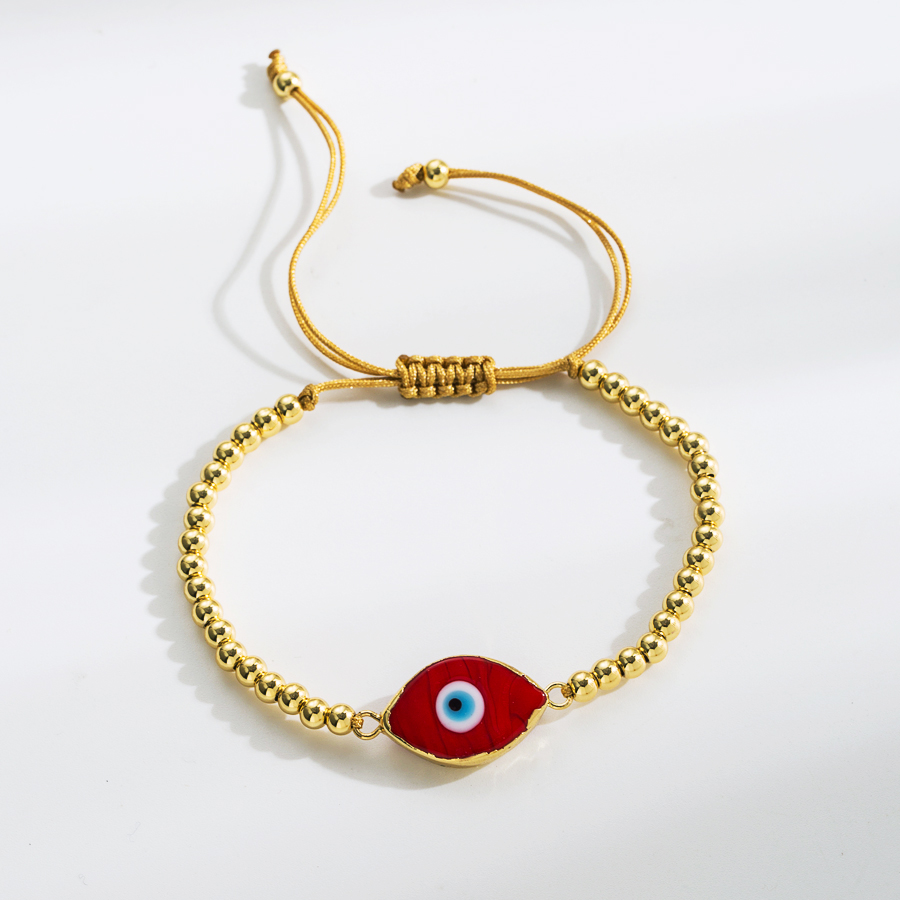 Retro Devil's Eye 18k Gold Plated Glass Copper Wholesale Drawstring Bracelets display picture 1