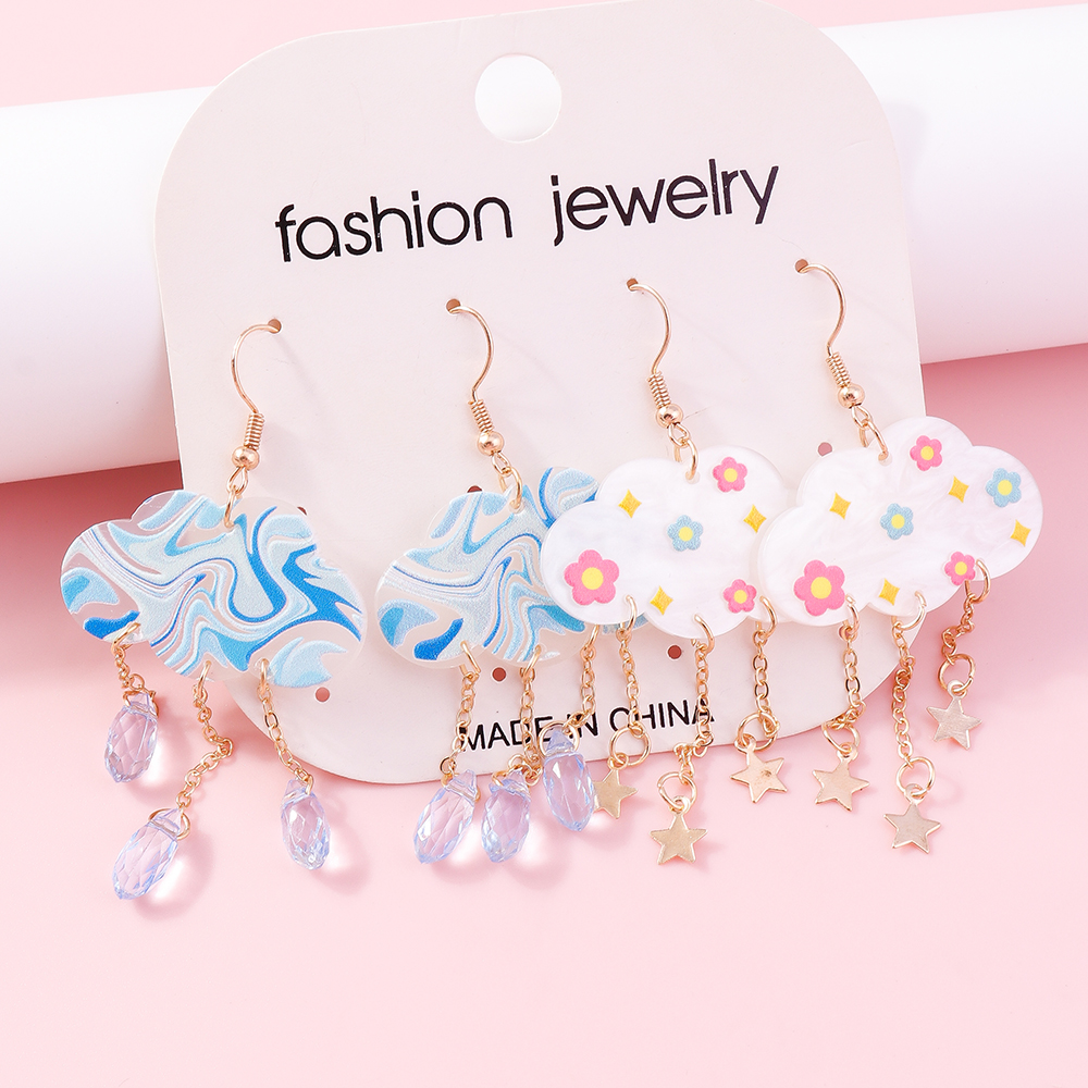 1 Pair Cute Clouds Arylic Drop Earrings display picture 3