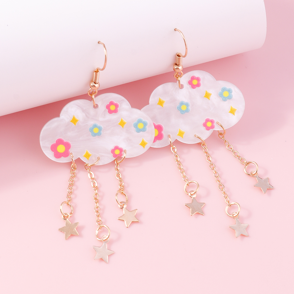 1 Pair Cute Clouds Arylic Drop Earrings display picture 4
