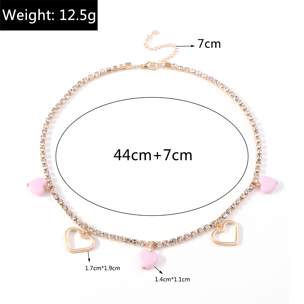 Sweet Heart Shape Alloy Inlay Rhinestones Women's Necklace display picture 1