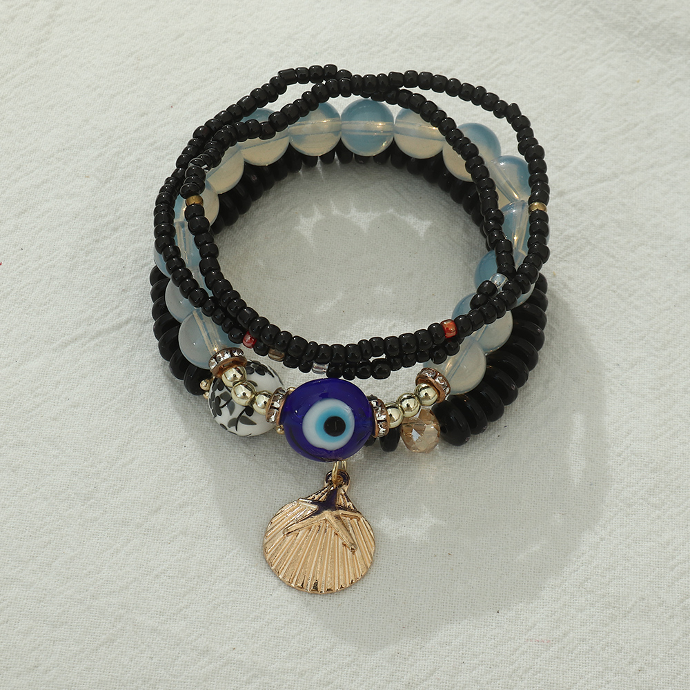 Vintage Style Eye Shell Glass Beaded Women's Bracelets 1 Set display picture 6