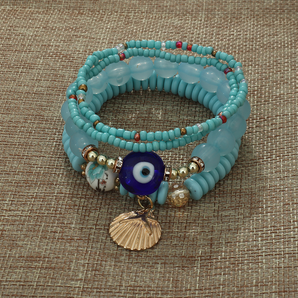 Vintage Style Eye Shell Glass Beaded Women's Bracelets 1 Set display picture 7