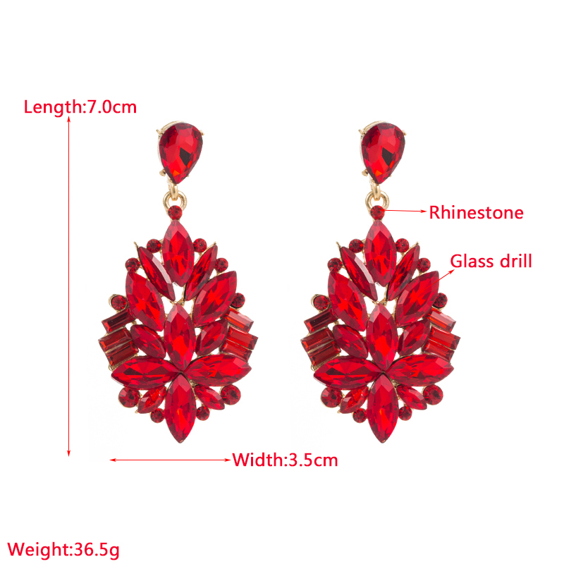 1 Pair Fashion Solid Color Inlay Alloy Rhinestones Glass Drop Earrings display picture 1