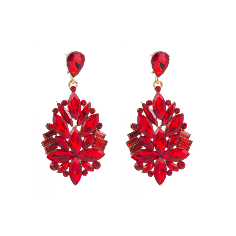 1 Pair Fashion Solid Color Inlay Alloy Rhinestones Glass Drop Earrings display picture 6