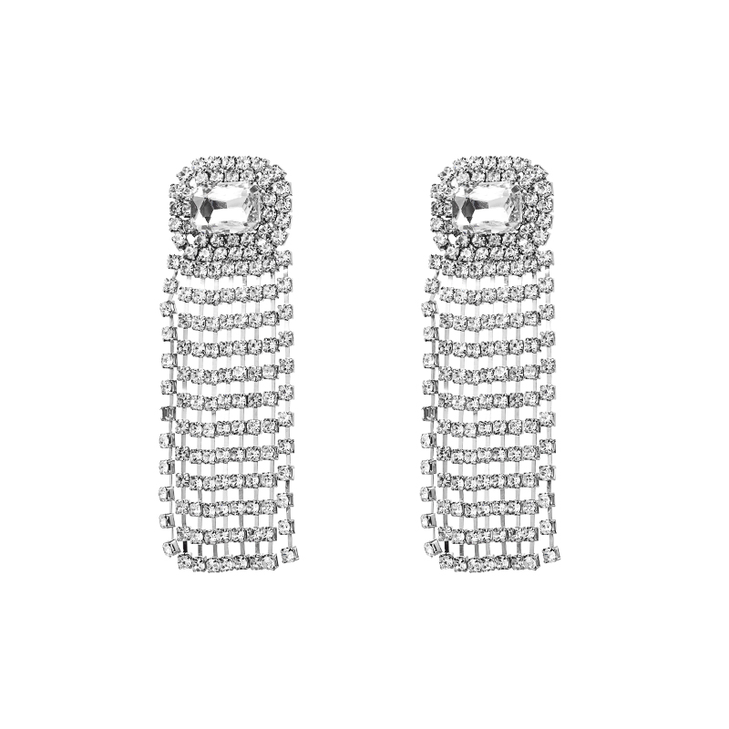Fashion Tassel Alloy Inlay Rhinestones Glass Drop Earrings 1 Pair display picture 6