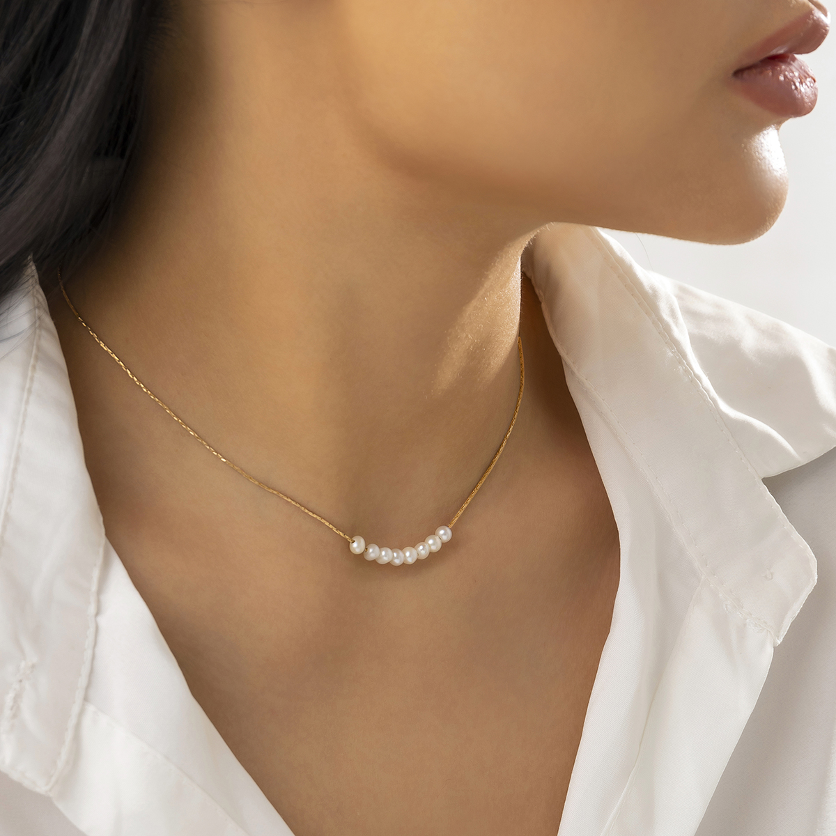 Einfacher Stil Geometrisch Kupfer Überzug Künstliche Perlen Halsband display picture 5