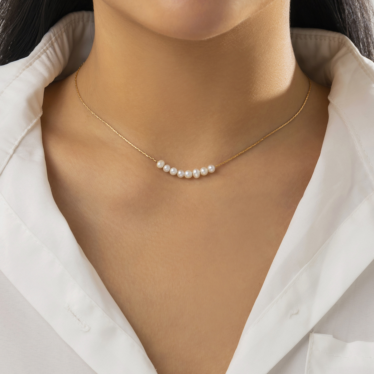 Einfacher Stil Geometrisch Kupfer Überzug Künstliche Perlen Halsband display picture 4