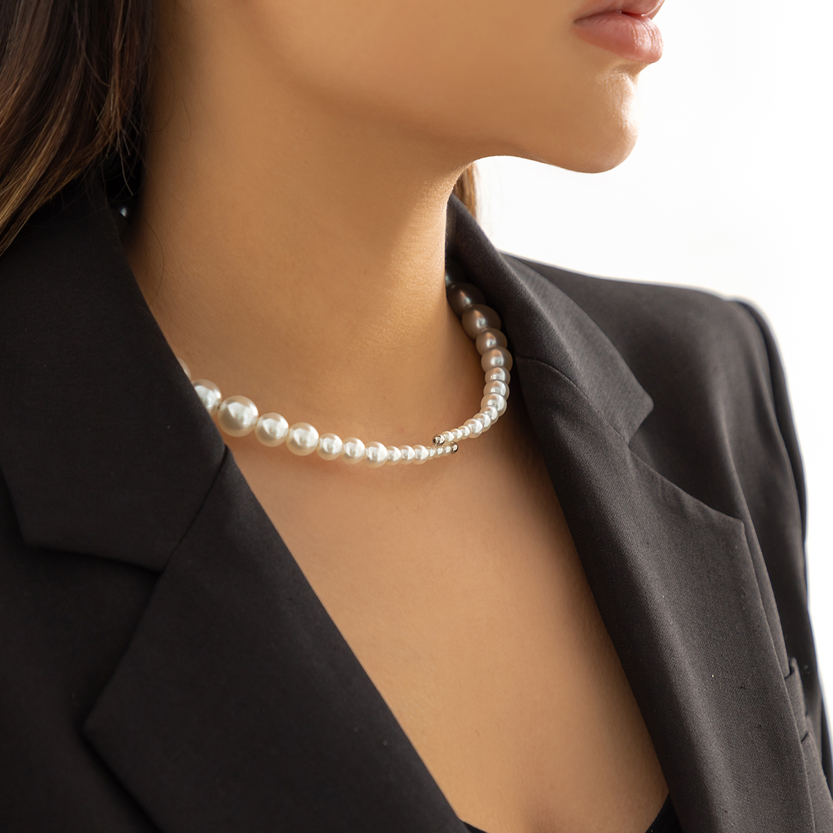 Einfacher Stil Geometrisch Kupfer Überzug Künstliche Perlen Halsband display picture 9