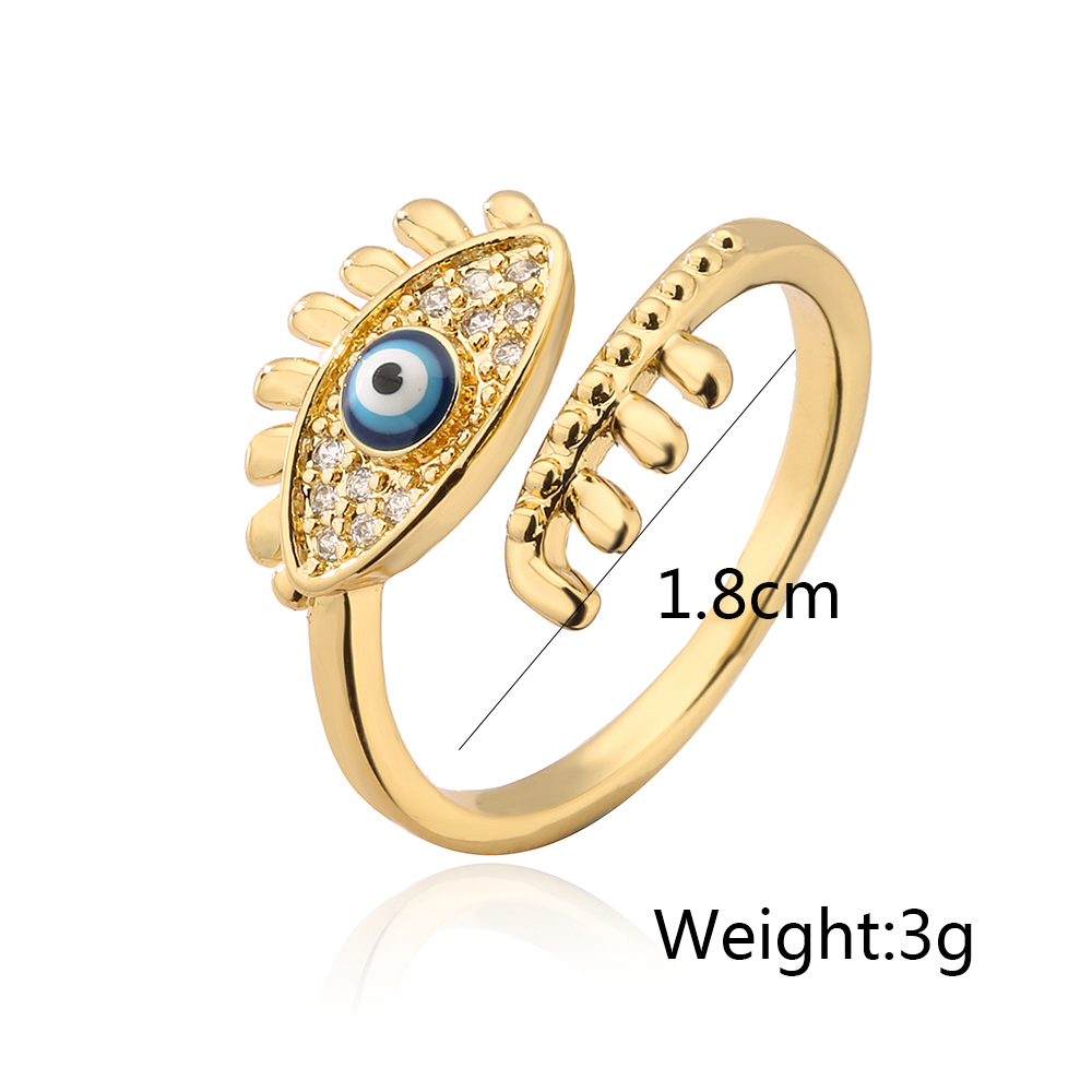 Fashion Devil's Eye Copper Gold Plated Artificial Pearls Zircon Open Ring display picture 6