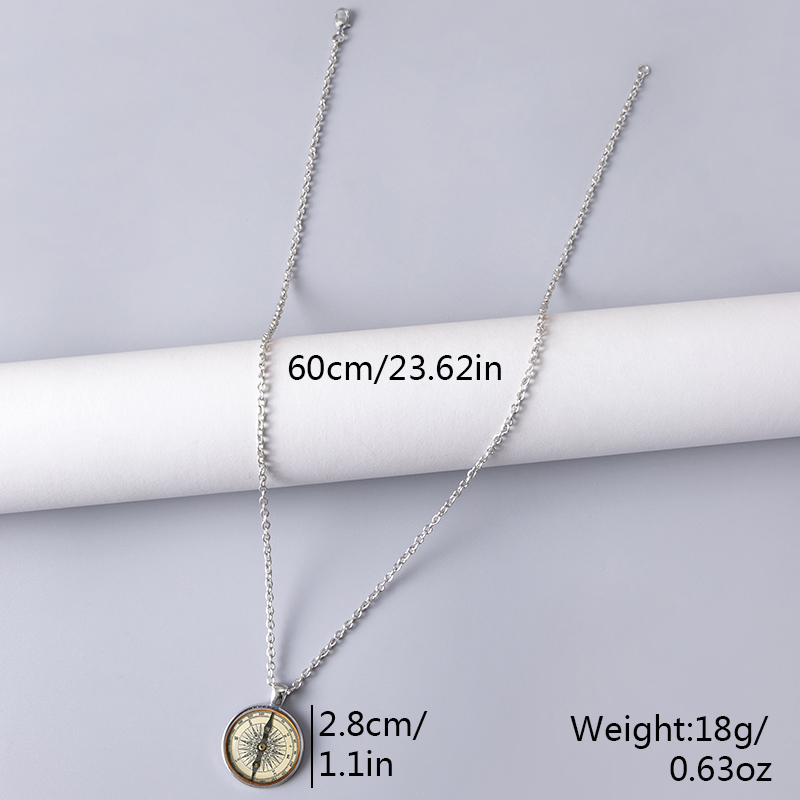 1 Piece Fashion Compass Alloy Plating Glass Unisex Pendant Necklace display picture 1