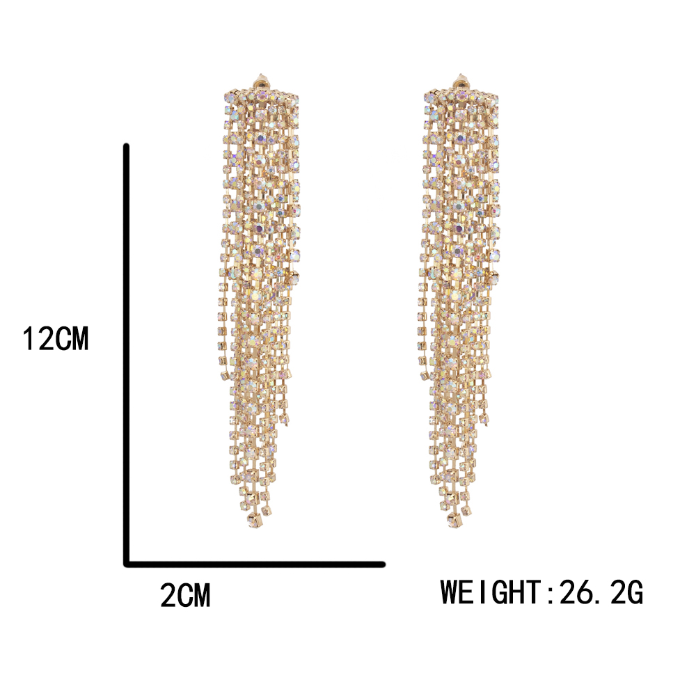 Luxurious Tassel Alloy Inlay Rhinestones Drop Earrings 1 Pair display picture 1