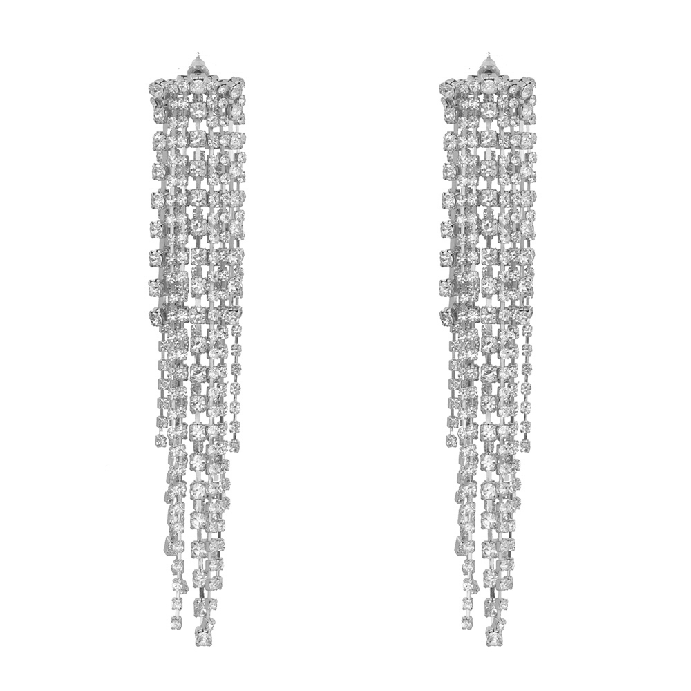 Luxurious Tassel Alloy Inlay Rhinestones Drop Earrings 1 Pair display picture 2