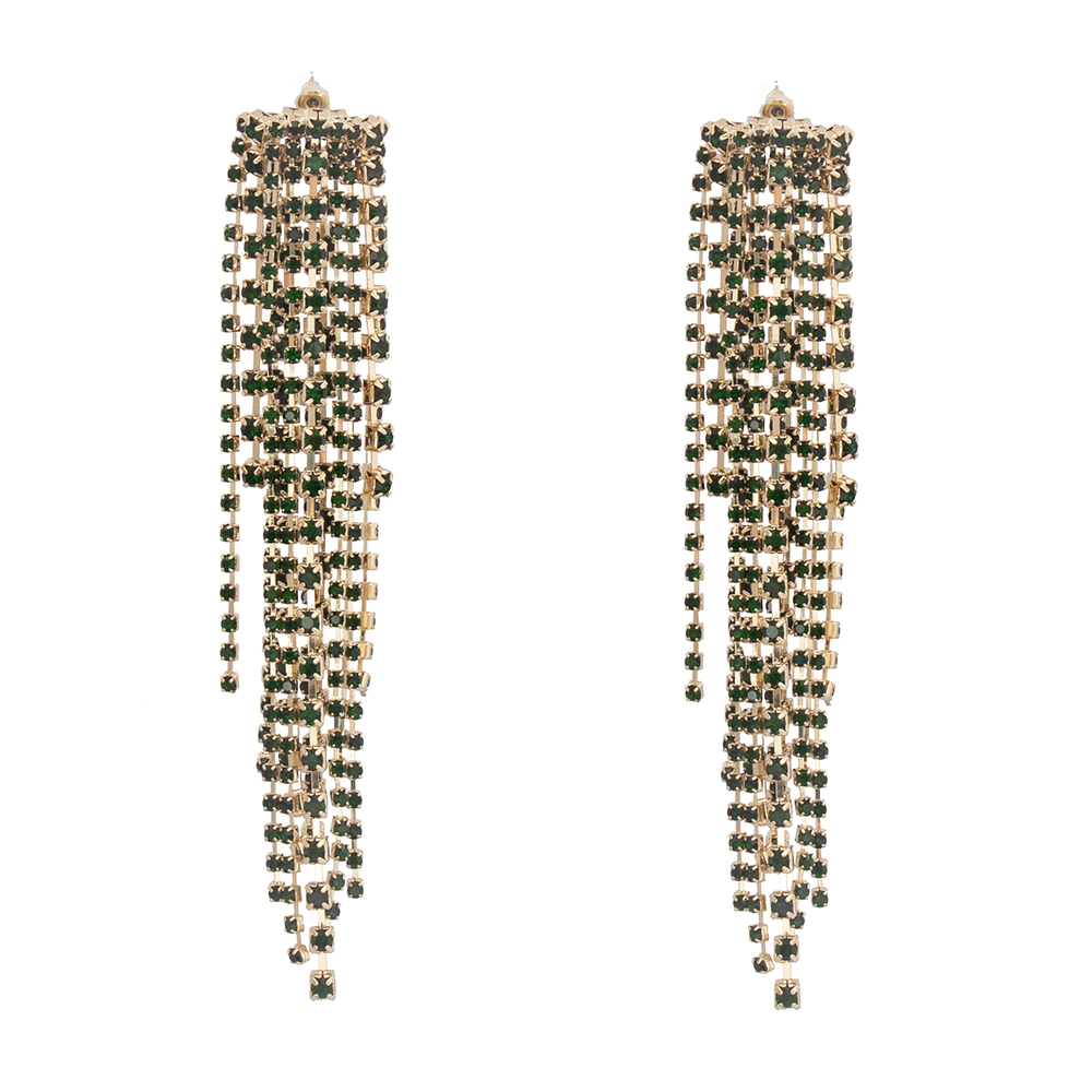Luxurious Tassel Alloy Inlay Rhinestones Drop Earrings 1 Pair display picture 5