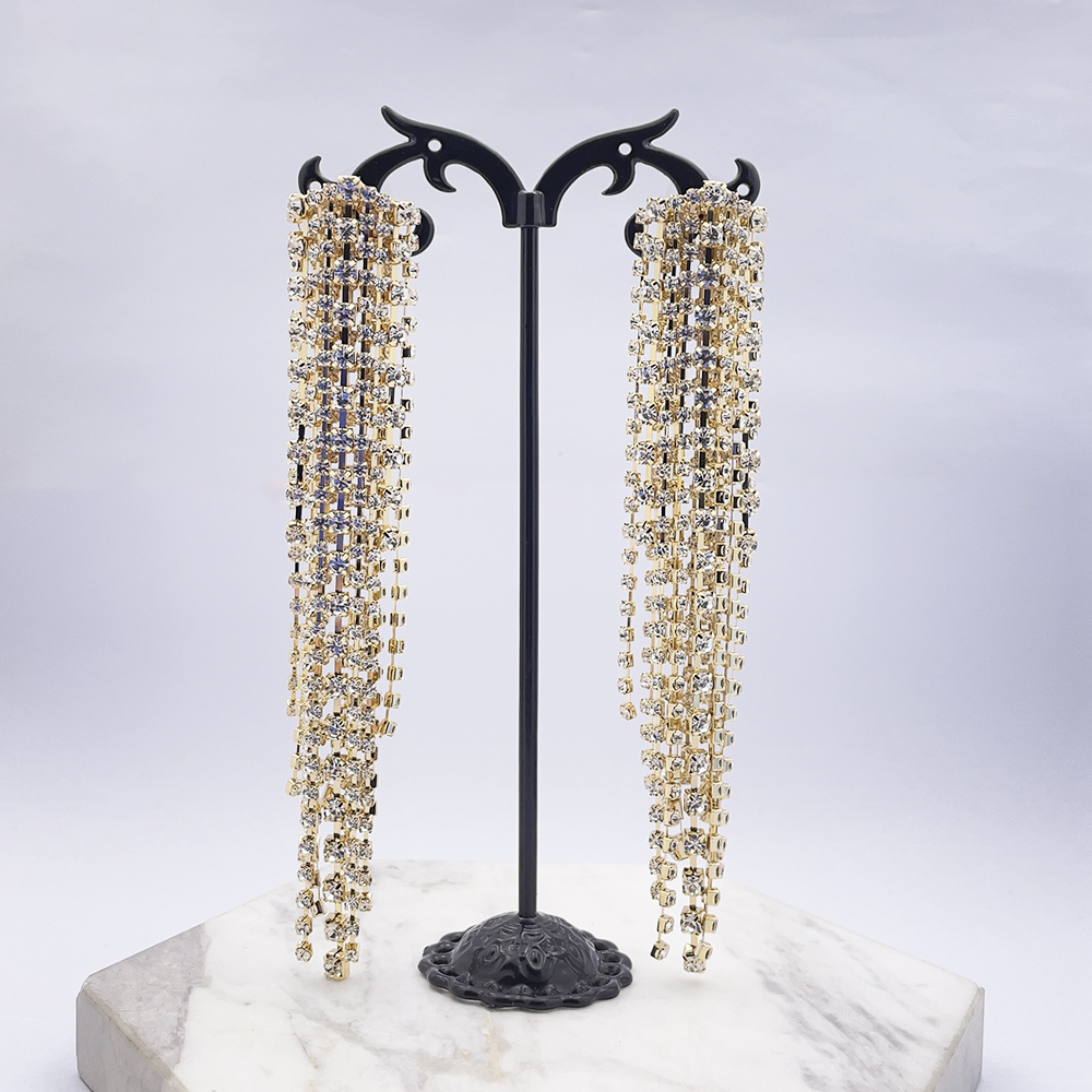 Luxurious Tassel Alloy Inlay Rhinestones Drop Earrings 1 Pair display picture 16