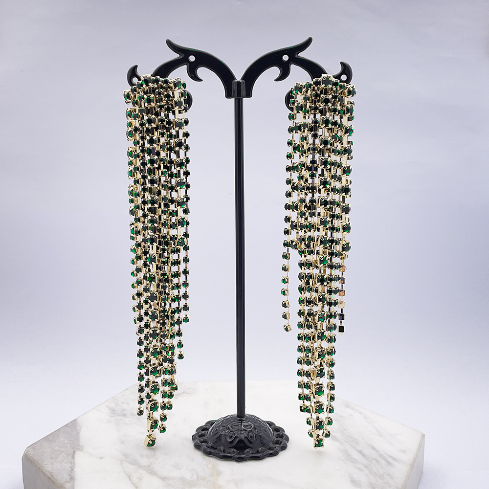 Luxurious Tassel Alloy Inlay Rhinestones Drop Earrings 1 Pair display picture 10