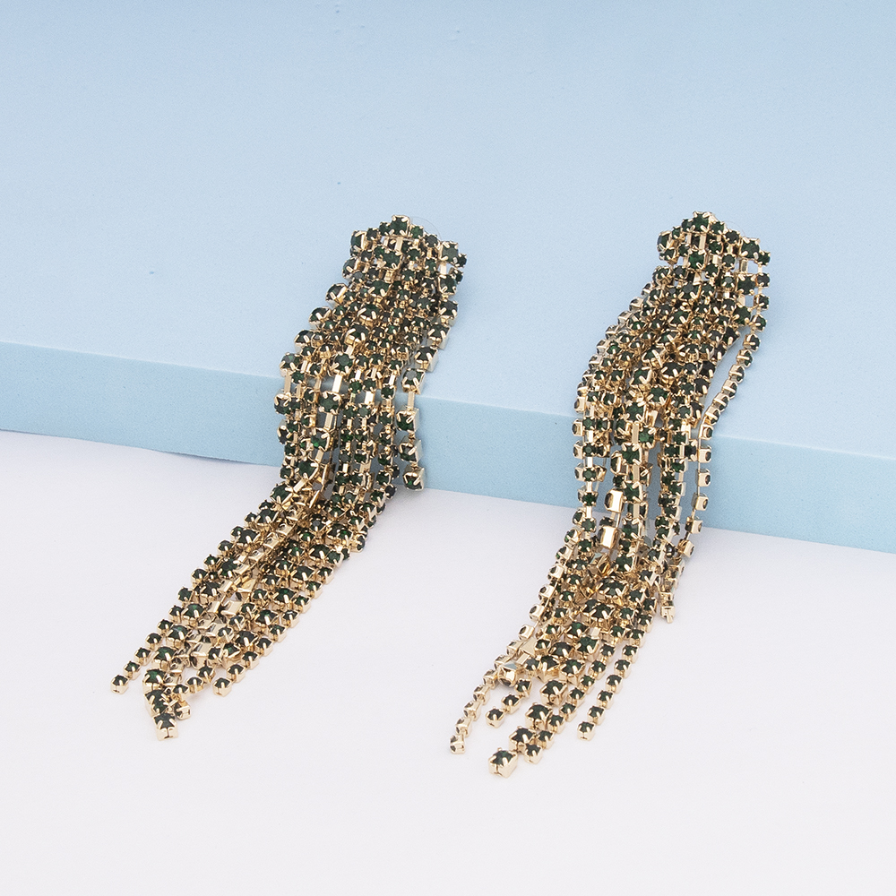 Luxurious Tassel Alloy Inlay Rhinestones Drop Earrings 1 Pair display picture 14