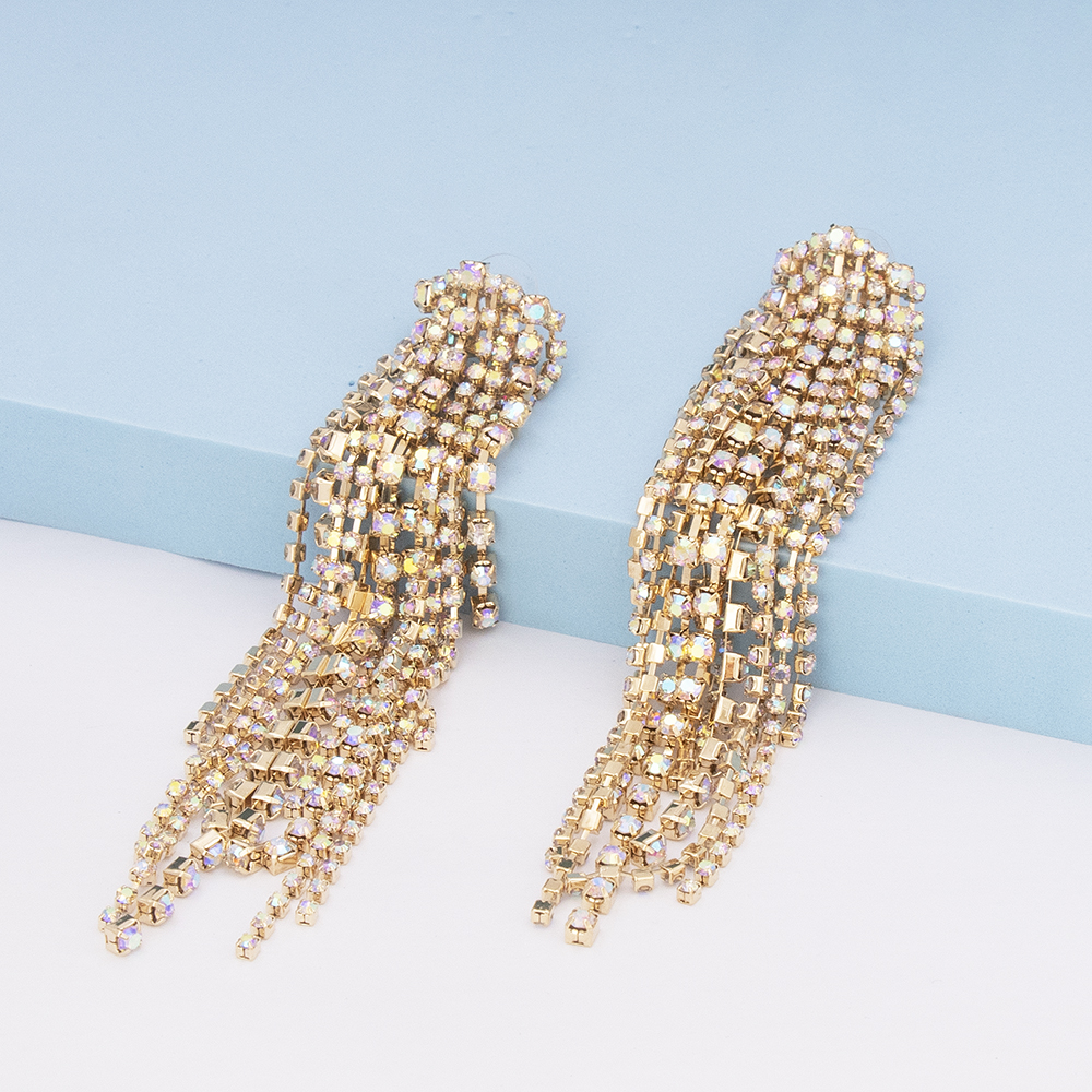 Luxurious Tassel Alloy Inlay Rhinestones Drop Earrings 1 Pair display picture 12