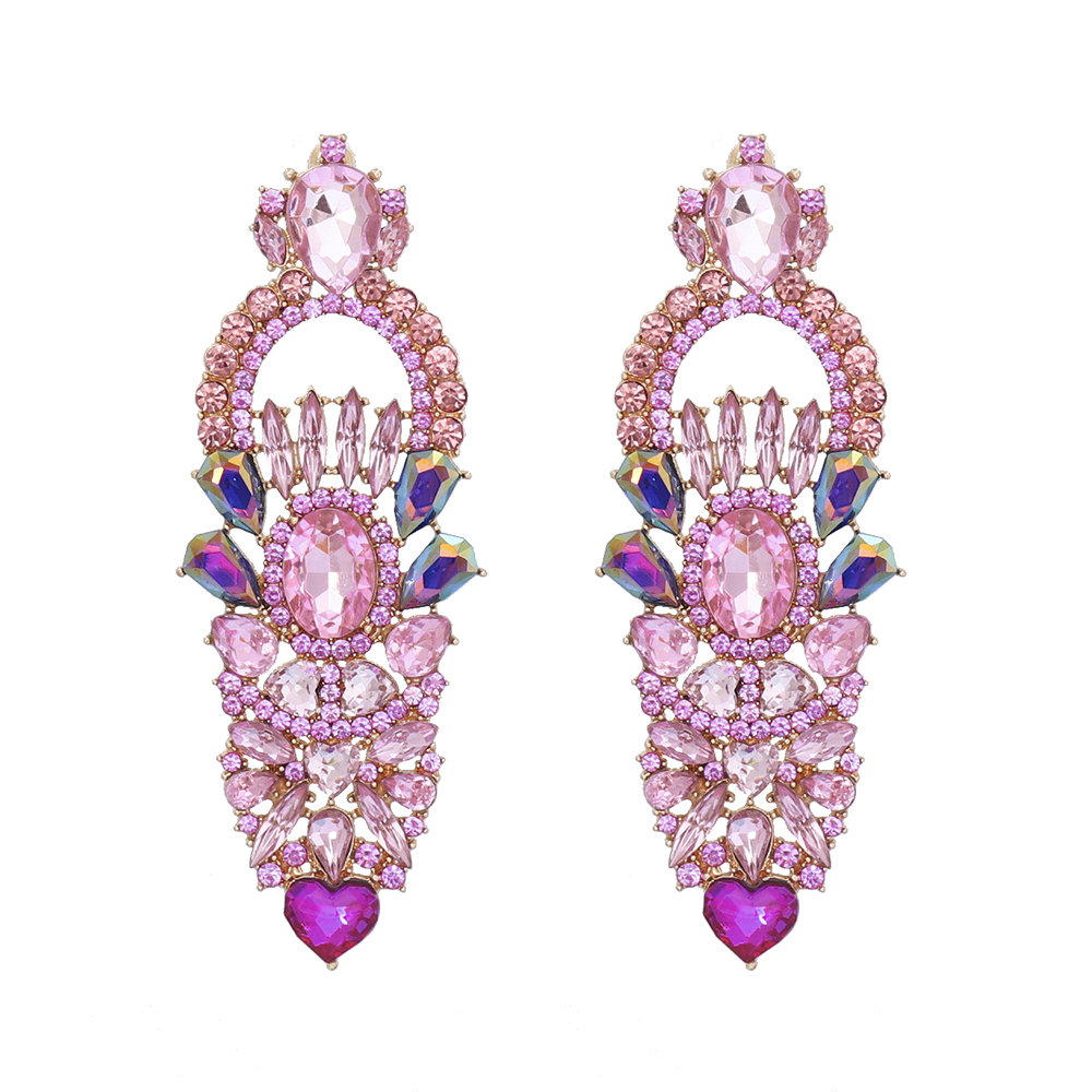 Luxueux Géométrique Alliage Incruster Strass Artificiels Boucles D'oreilles 1 Paire display picture 3