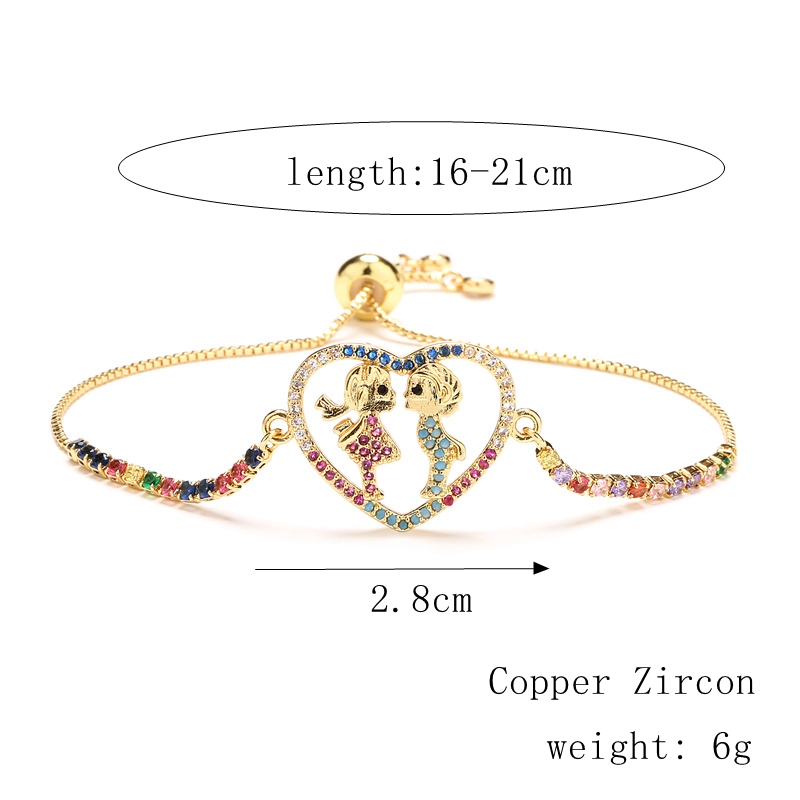 Fashion Human Heart Shape Copper Plating Inlay Zircon Bracelets 1 Piece display picture 2