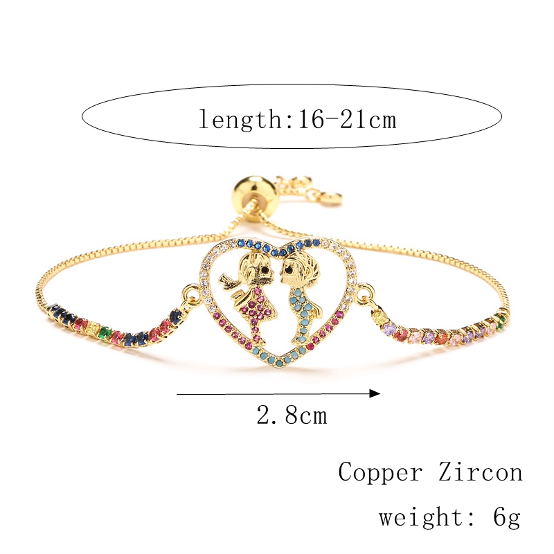 Mode Humain Forme De Cœur Le Cuivre Placage Incruster Zircon Bracelets 1 Pièce display picture 2