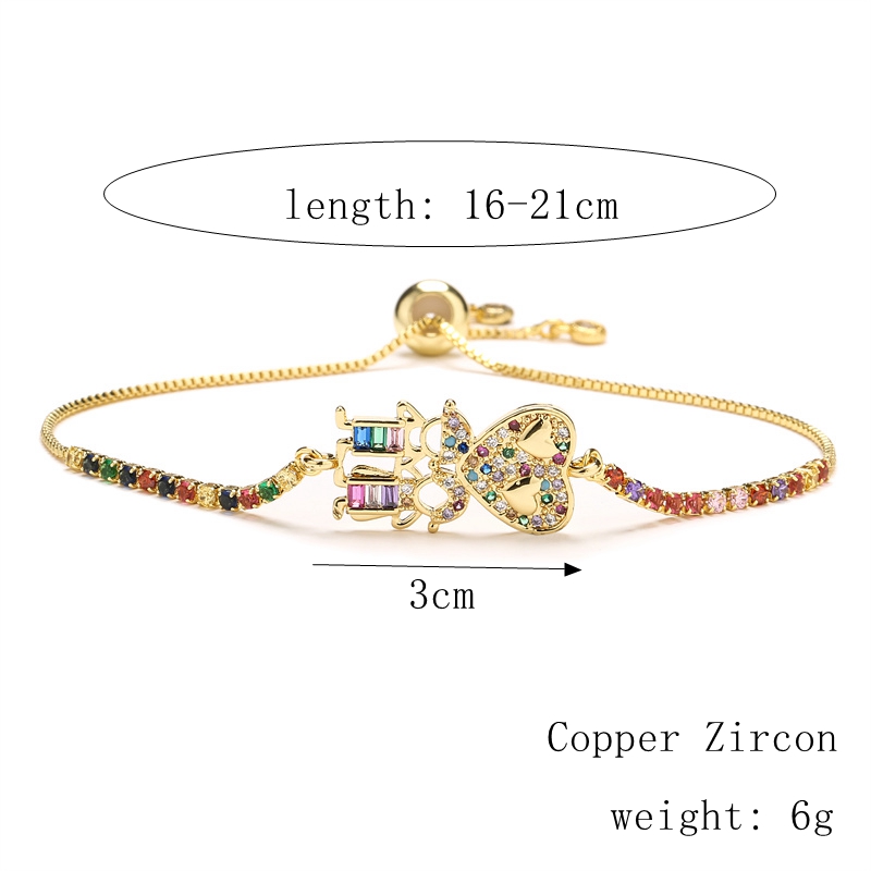 Fashion Human Heart Shape Copper Plating Inlay Zircon Bracelets 1 Piece display picture 1
