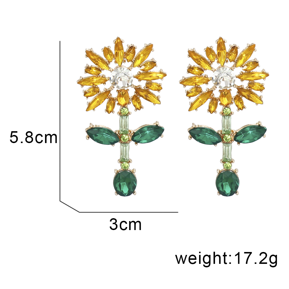 Moda Flor Aleación Embutido Diamantes De Imitación Artificiales Pendientes De Gota 1 Par display picture 1