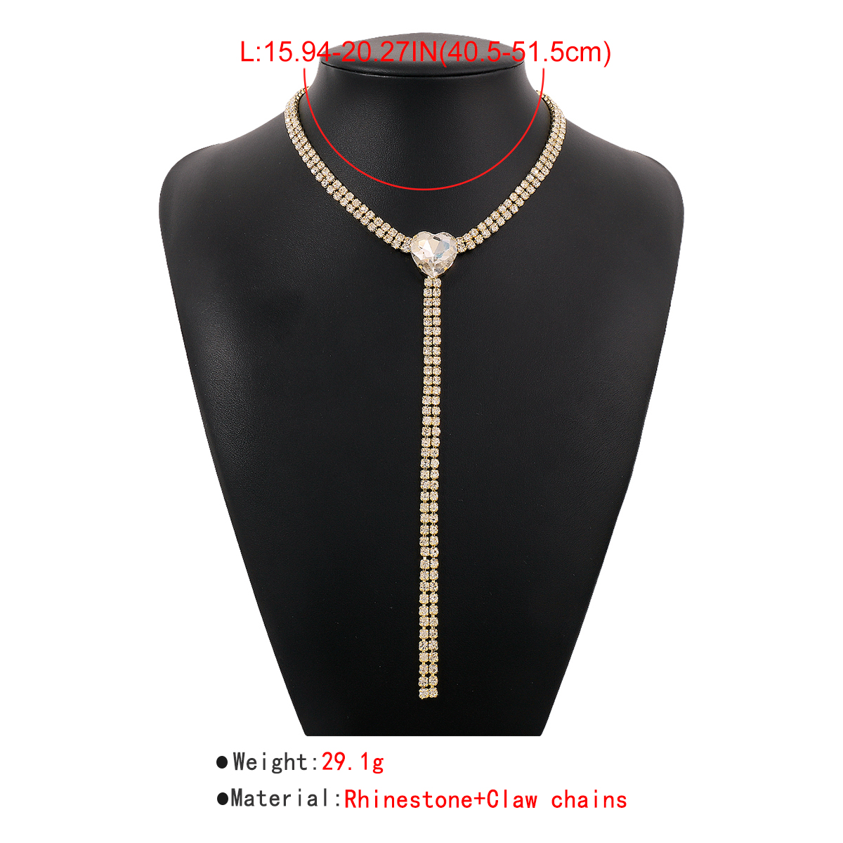 Fashion Heart Shape Claw Chain Inlay Rhinestones Women's Necklace 1 Piece display picture 14