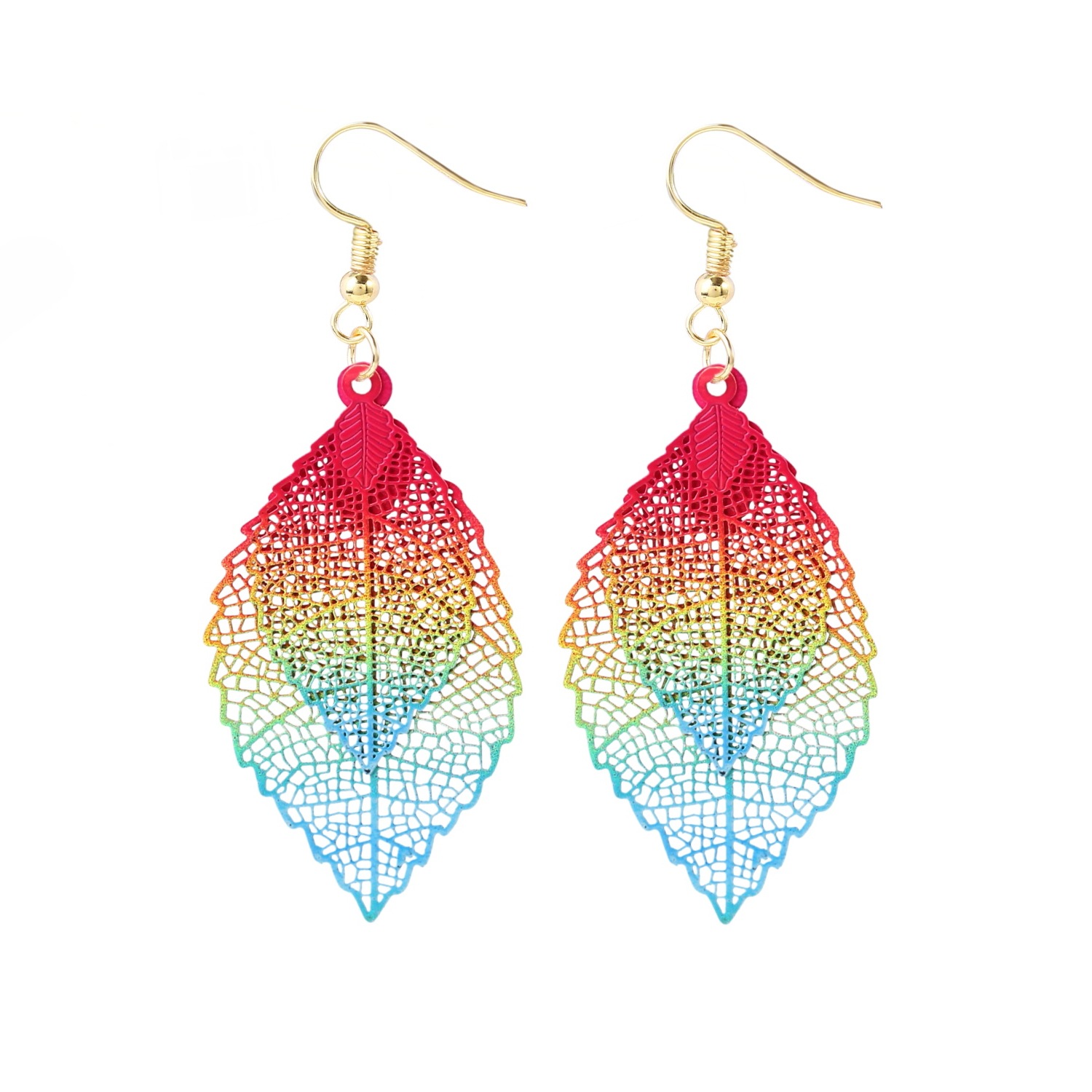 Vacation Leaves Copper Hollow Out Drop Earrings 1 Pair display picture 9