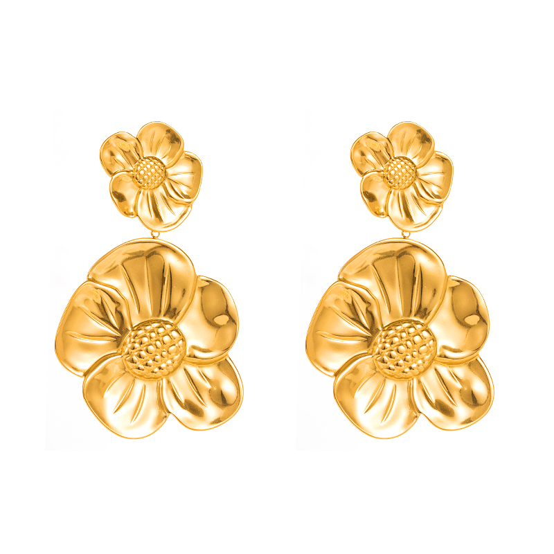 Geometric Leaf Round Hollow Out Gold Plated display picture 2