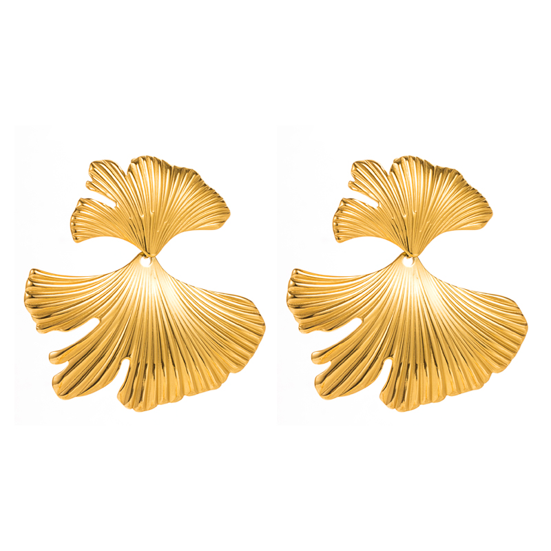 Geometric Leaf Round Hollow Out Gold Plated display picture 4